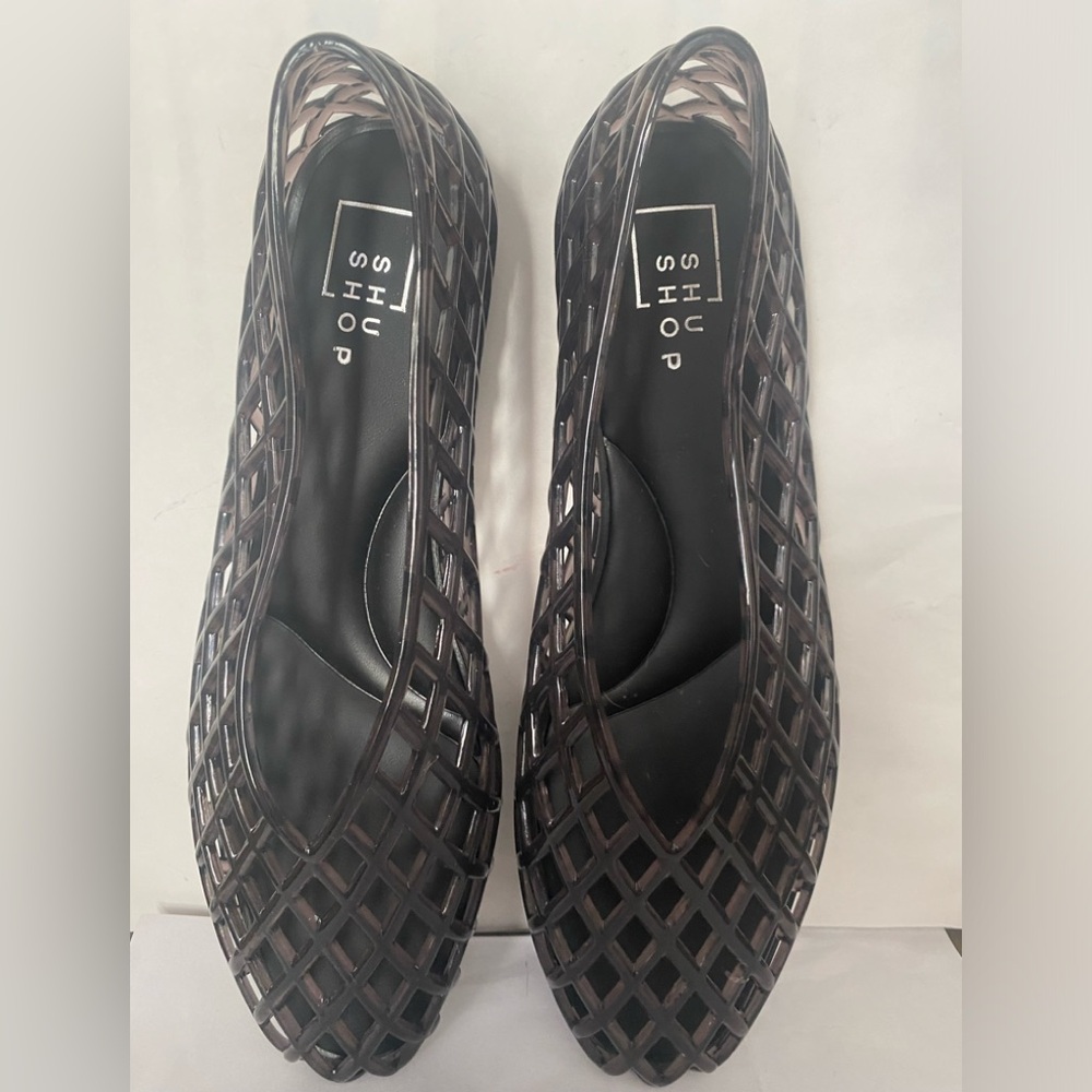 ShuShop charcoal grey Alana jelly lattice Sandals shoe Size 9M or 10M